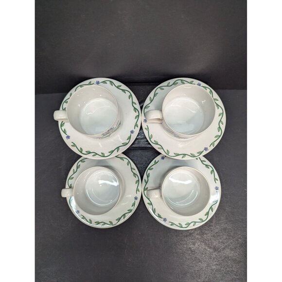 International Tableworks Terrace Blossoms Flat Coffee Cup w/Saucer Set of 4 - Picture 10 of 12